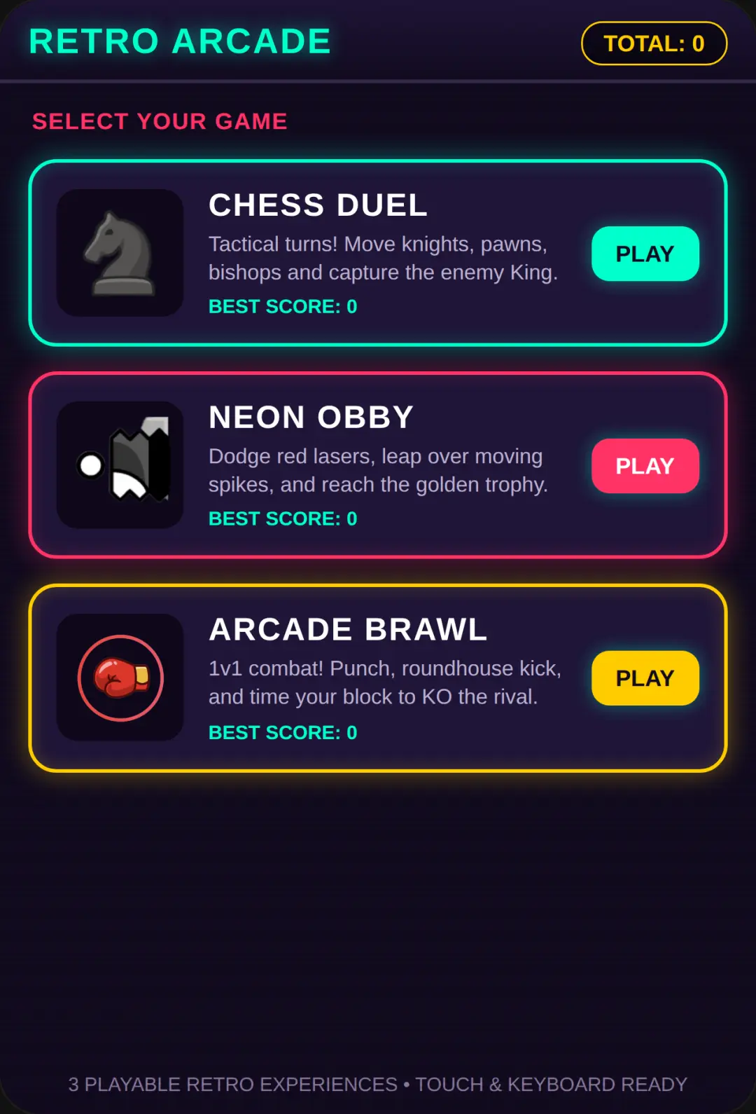 Arcade Hub — Chess, Obby & Fighter cover