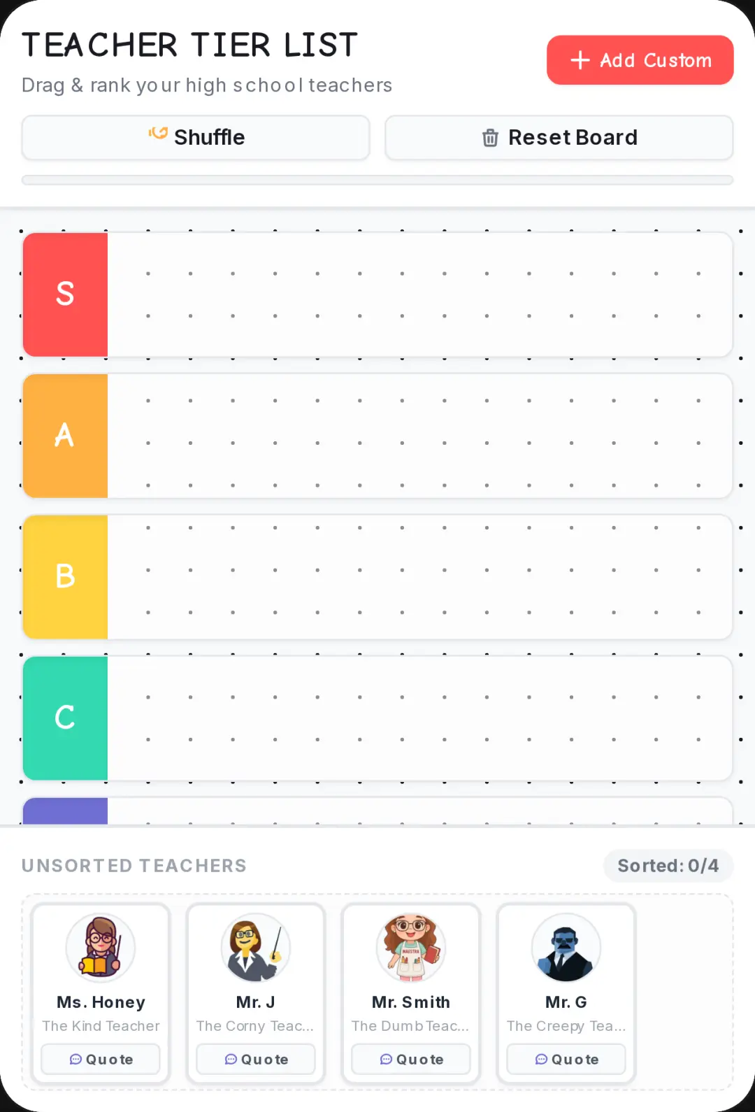 High School Teacher Tier List cover