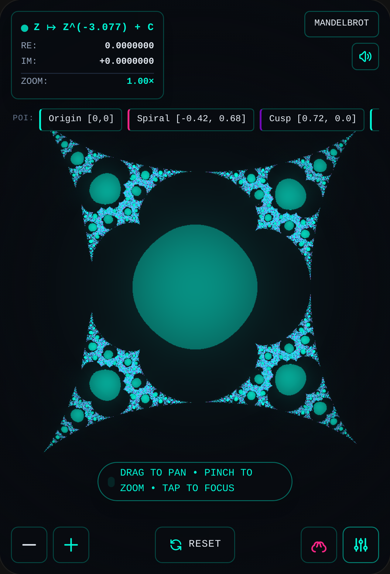 Fractal Explorer — z^-3.077+c cover