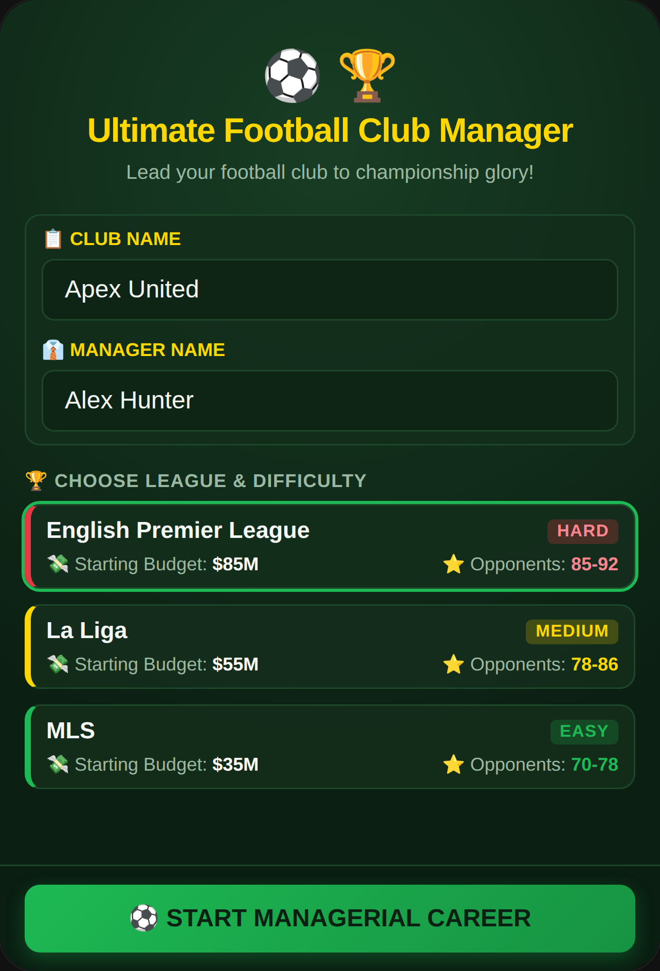 Ultimate Football Club Manager cover