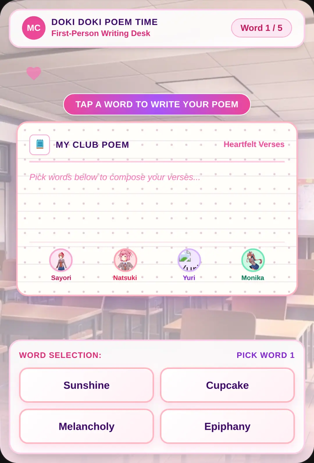 Doki Doki Literature Club - Poem Time (I made a sweet game this time T_T) cover