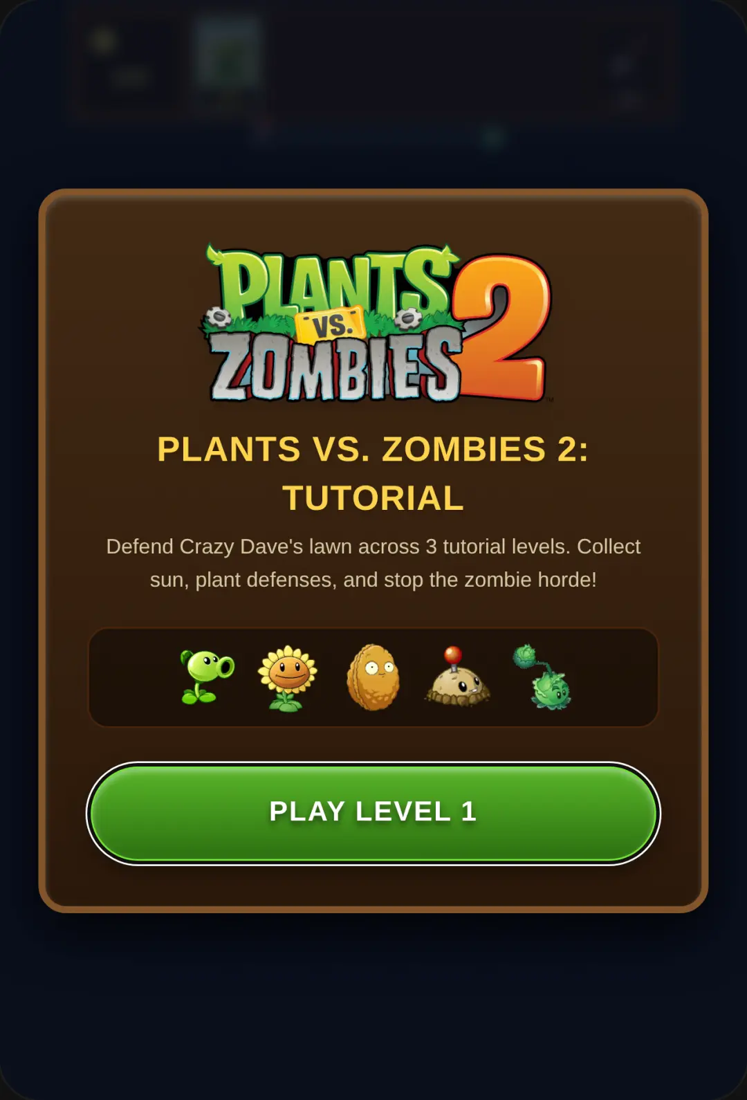 Plants vs. Zombies 2: Tutorial Levels cover