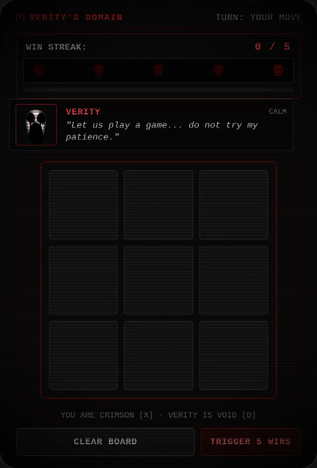 Verity's Horror Tic-Tac-Toe wait till end cover