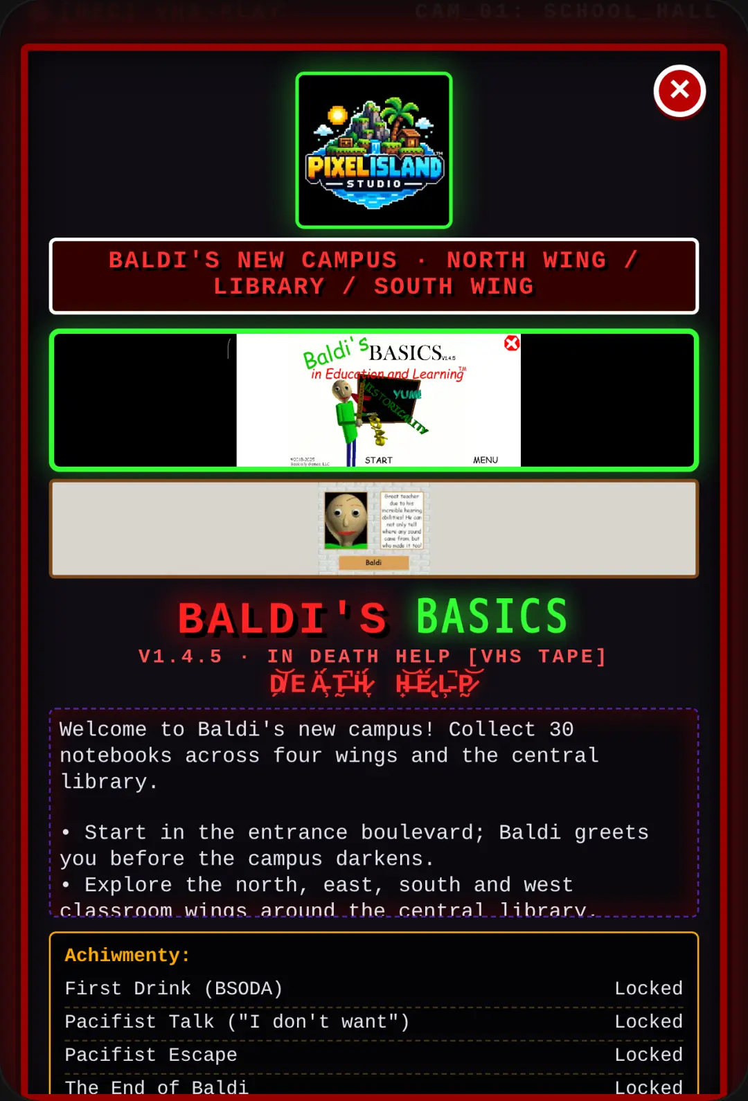 Baldi's Basics in Death Help - Retro 3D Horror cover