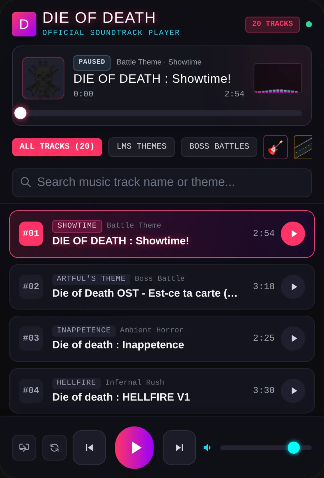 Die of Death - Official Soundtrack Player cover