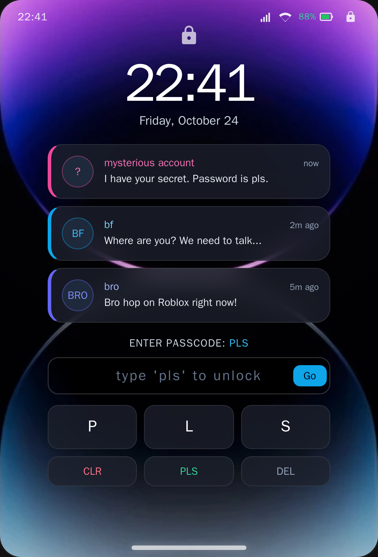 Sekai Phone OS the password is cover