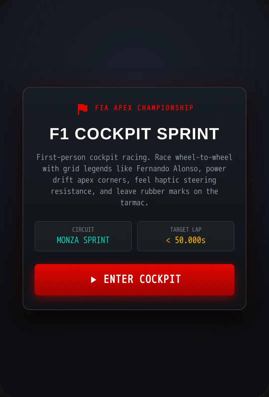 Apex Grand Prix: F1 Cockpit Sprint cover