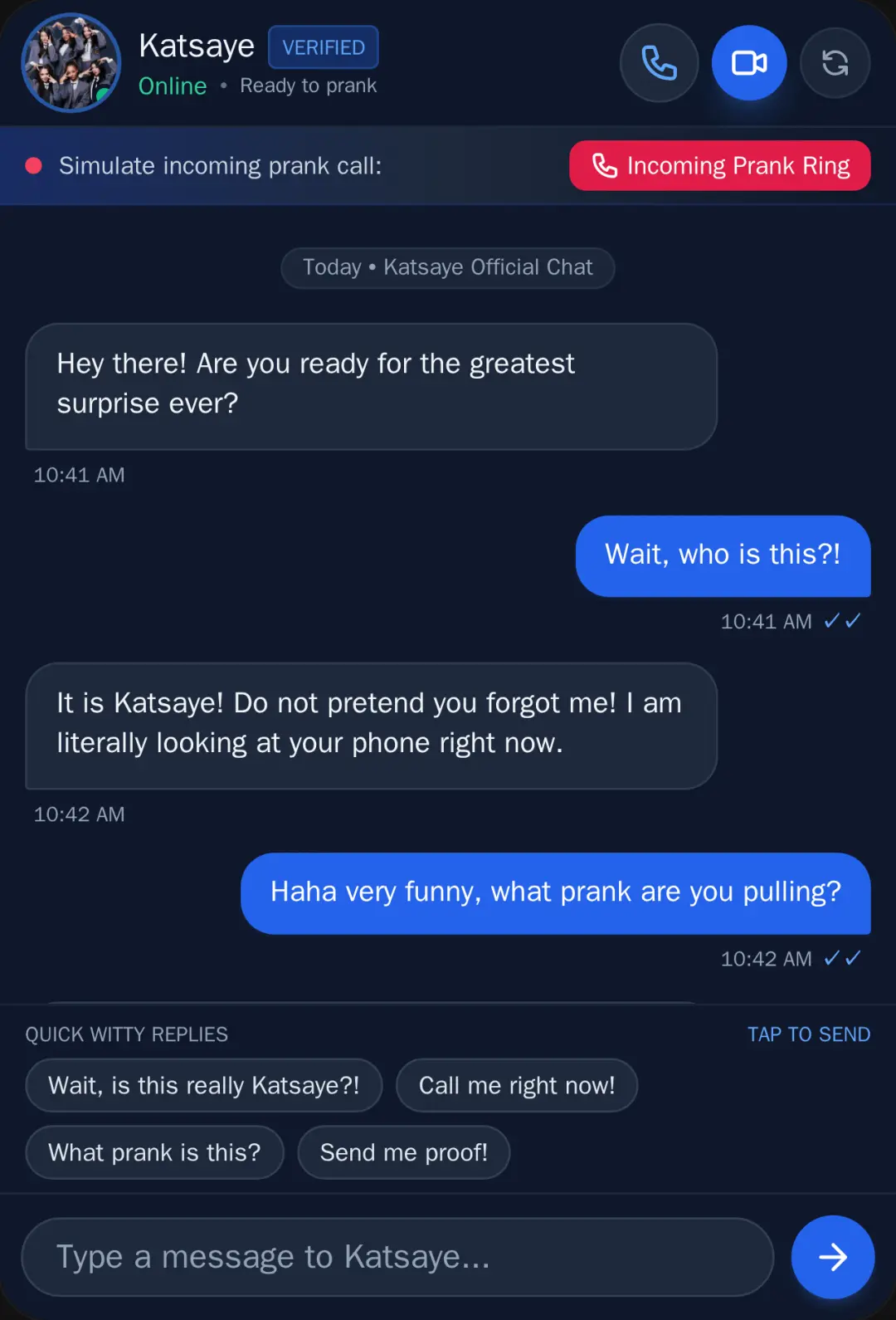 Katsaye Prank Chat & Call cover