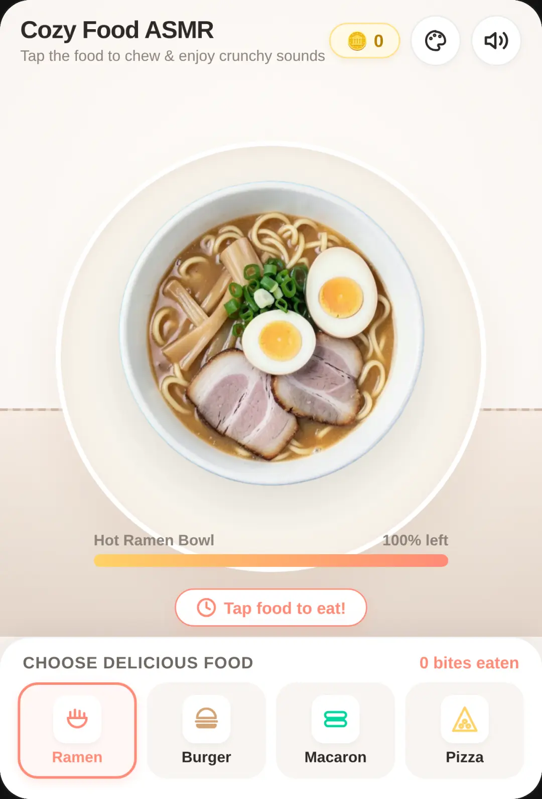 Cozy Food ASMR!! Is my first time to make a game guys!! 1! 1 cover