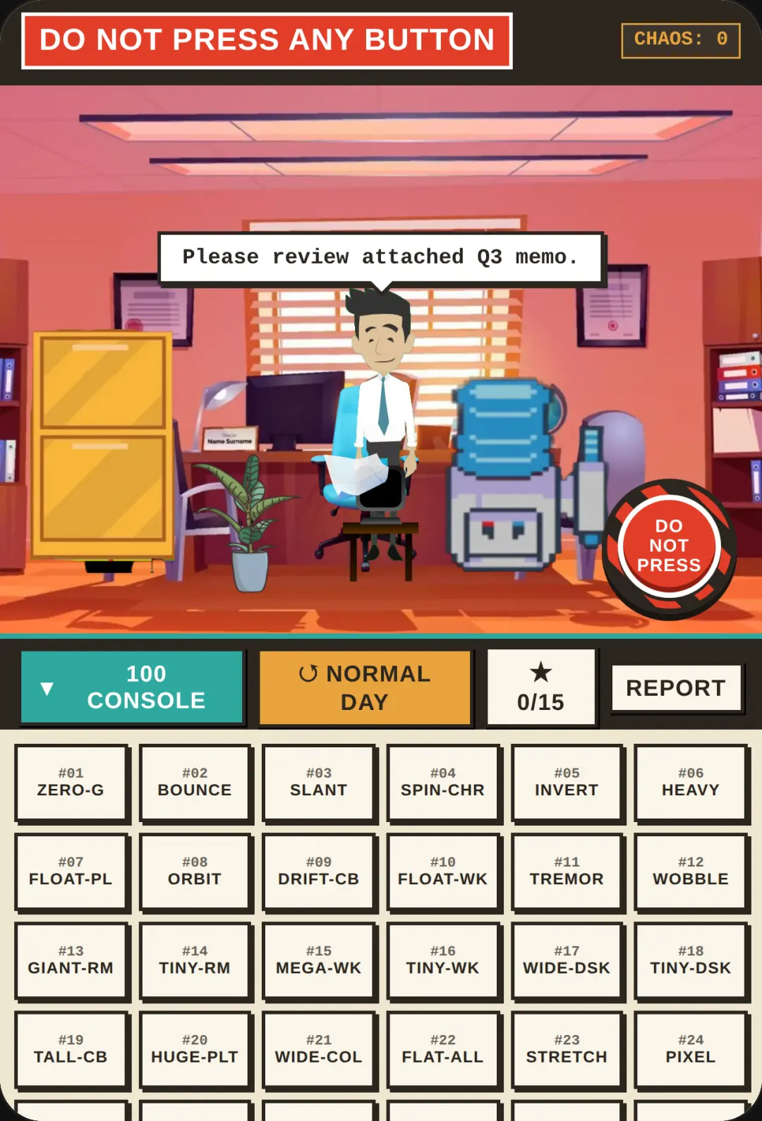 DO NOT PRESS ANY BUTTON cover