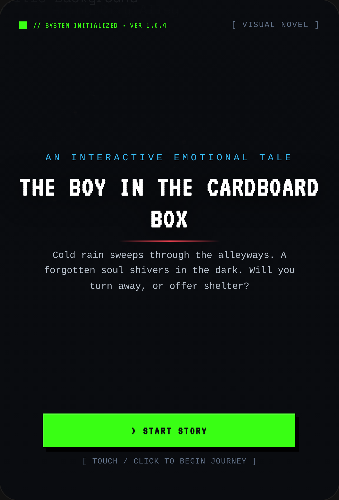 Short Visual Novel : The Boy in the Cardboard Box cover