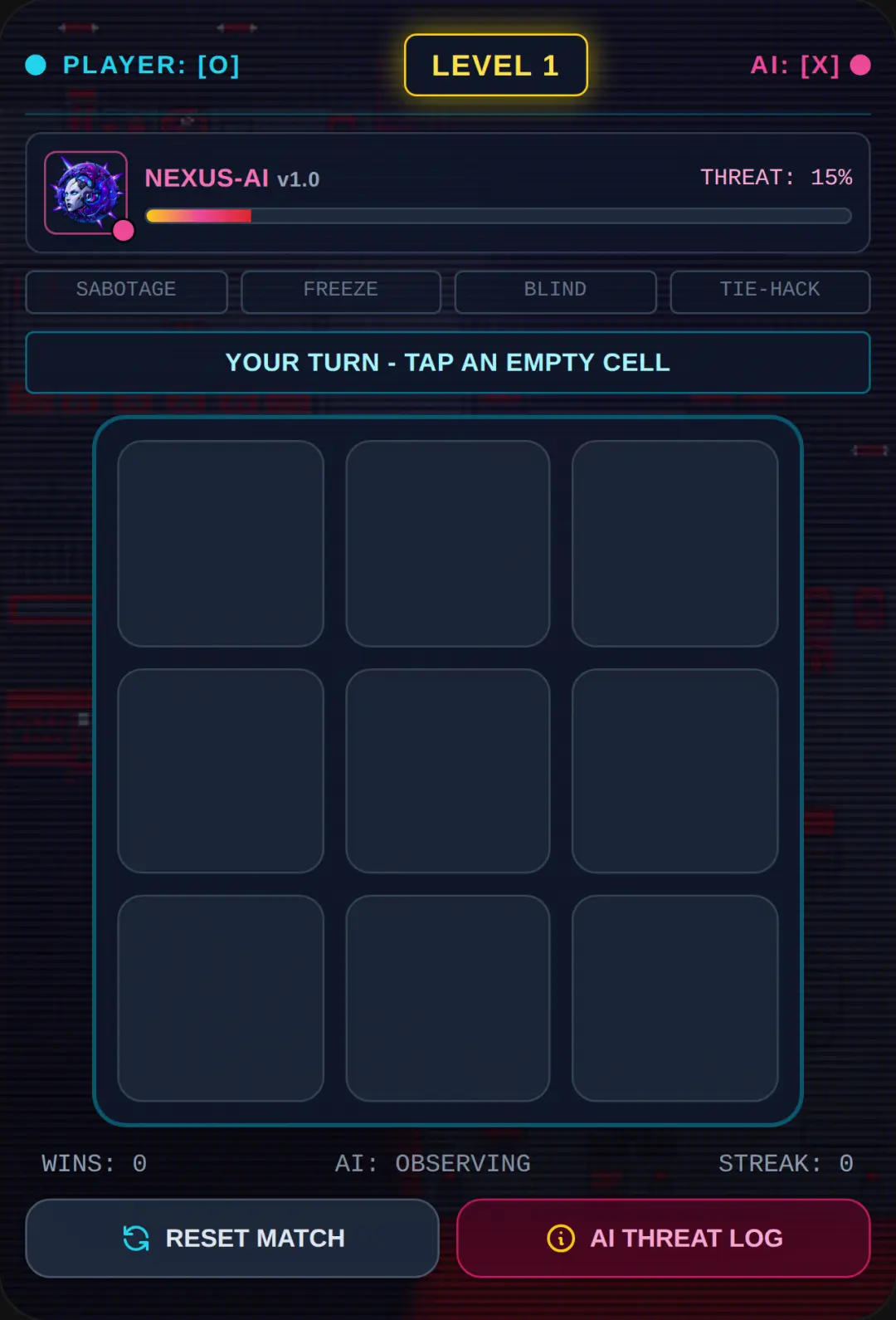 Tic-Tac-Chaos: Infinite Cheating AI cover