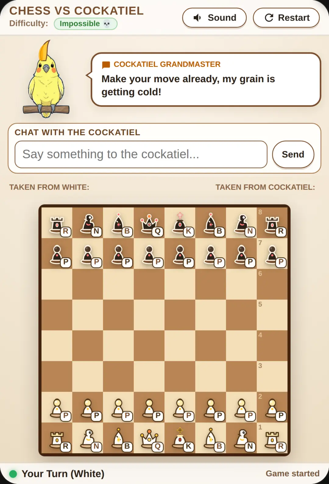 Chess vs Cockatiel cover