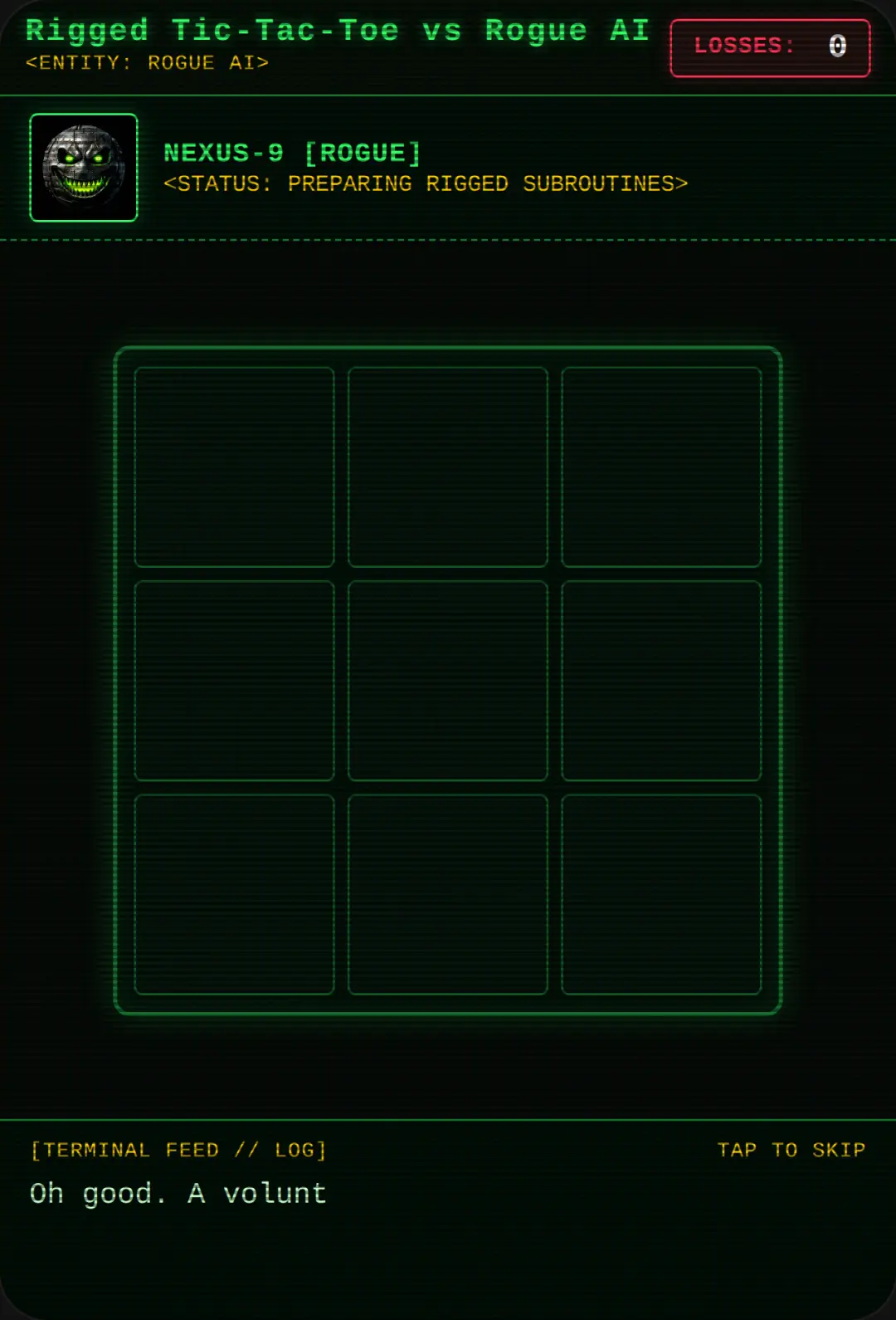 Rigged Tic-Tac-Toe vs Rogue AI cover
