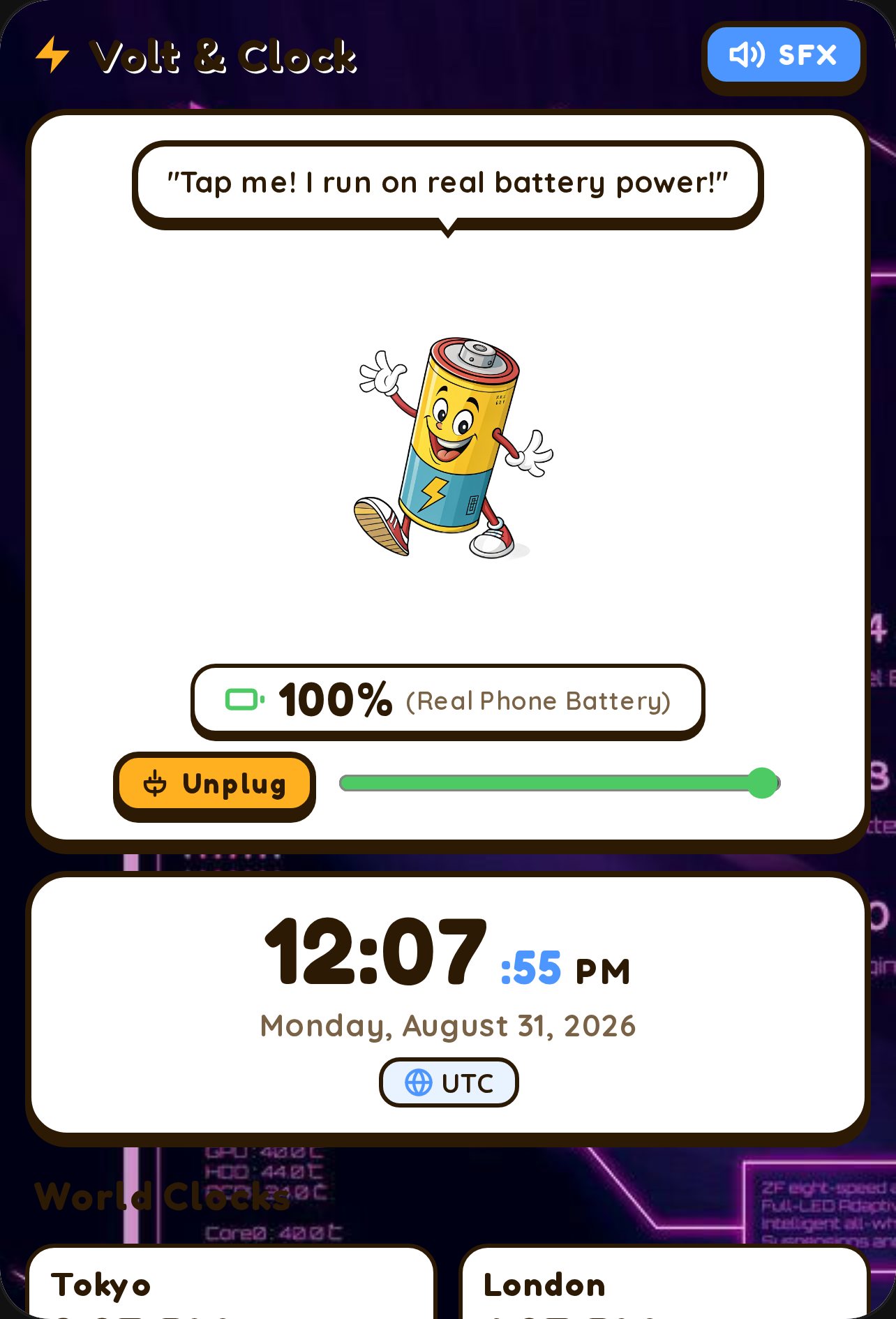 Volt & Clock Cartoon Dashboard cover