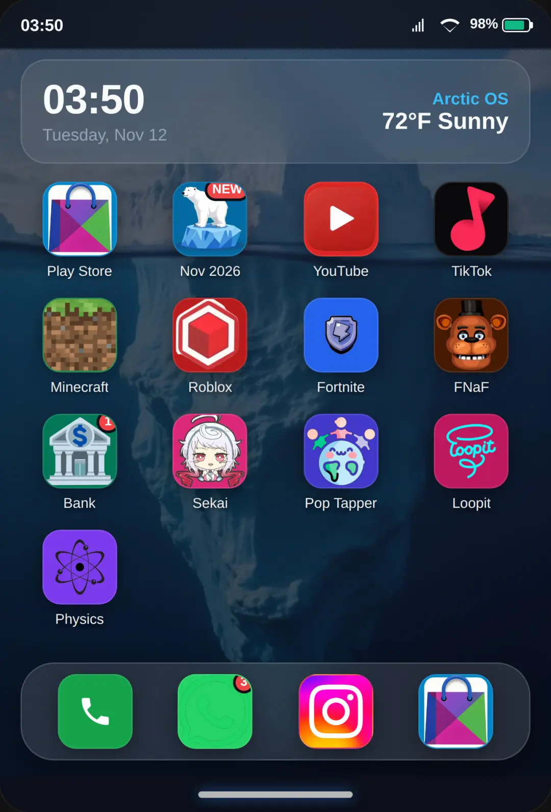 Smartphone Arctic os Simulator cover
