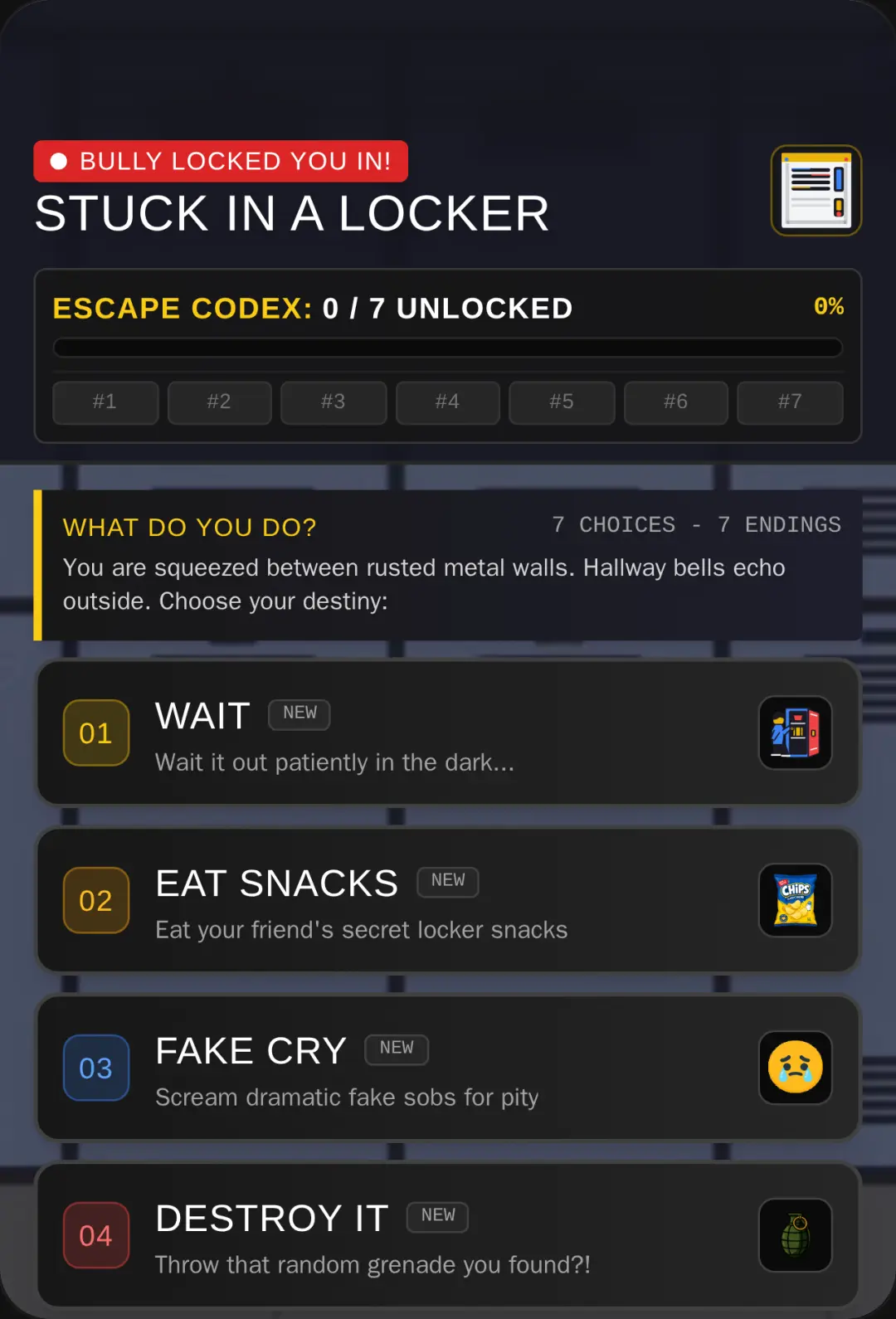 Stuck In A Locker - 7 Choices 7 Endings cover