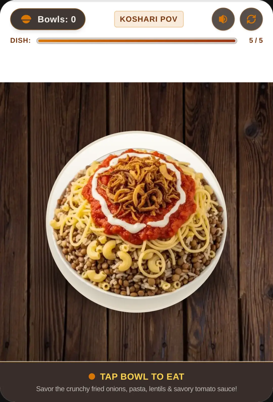 Koshari eating POV cover