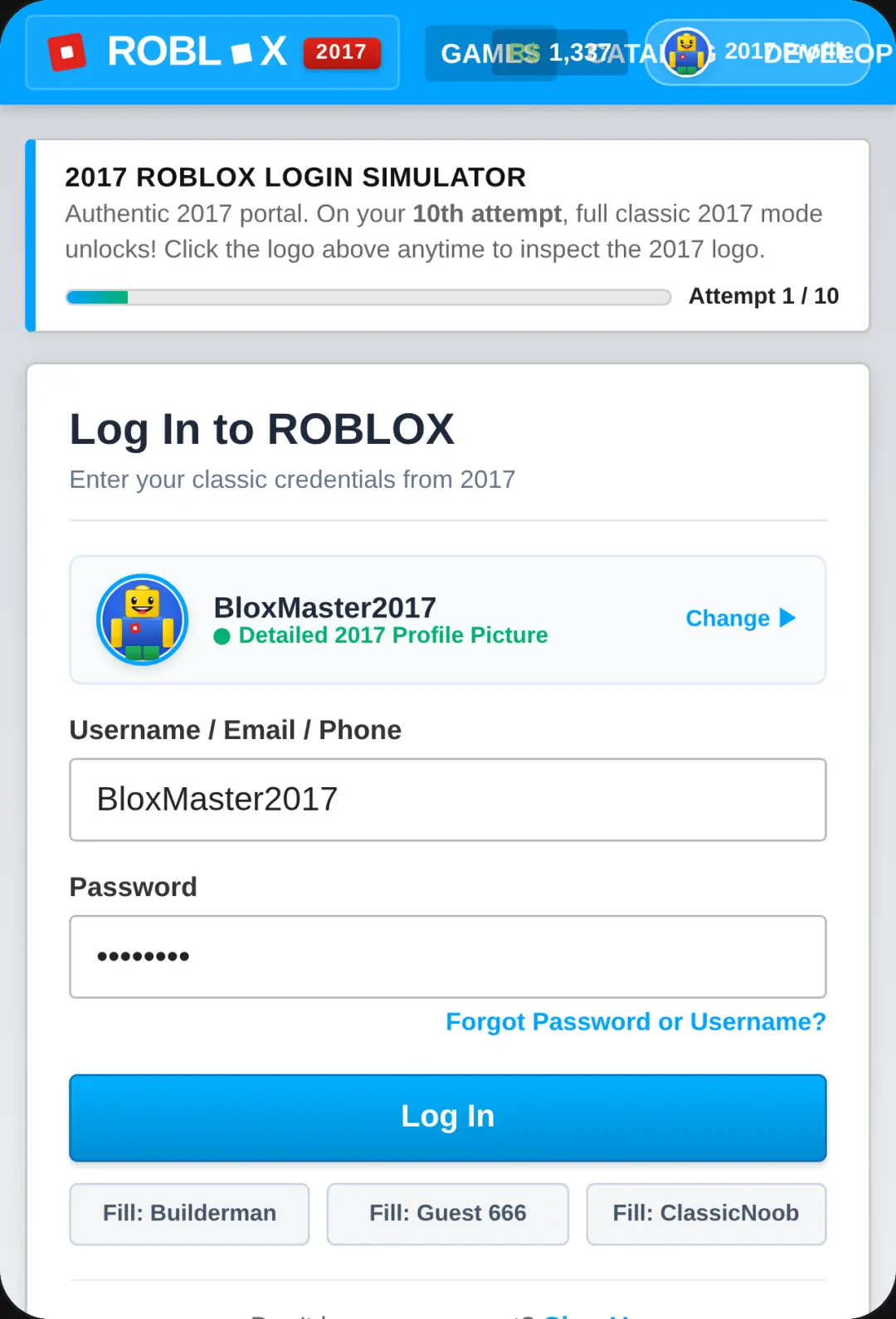 Roblox 2017 Classic Portal cover