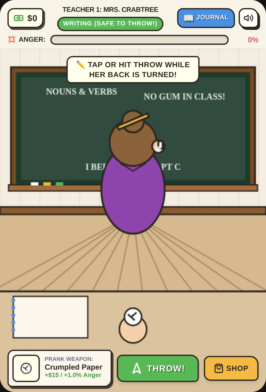 Classroom Prankster - Hand-Drawn Stealth Throw cover