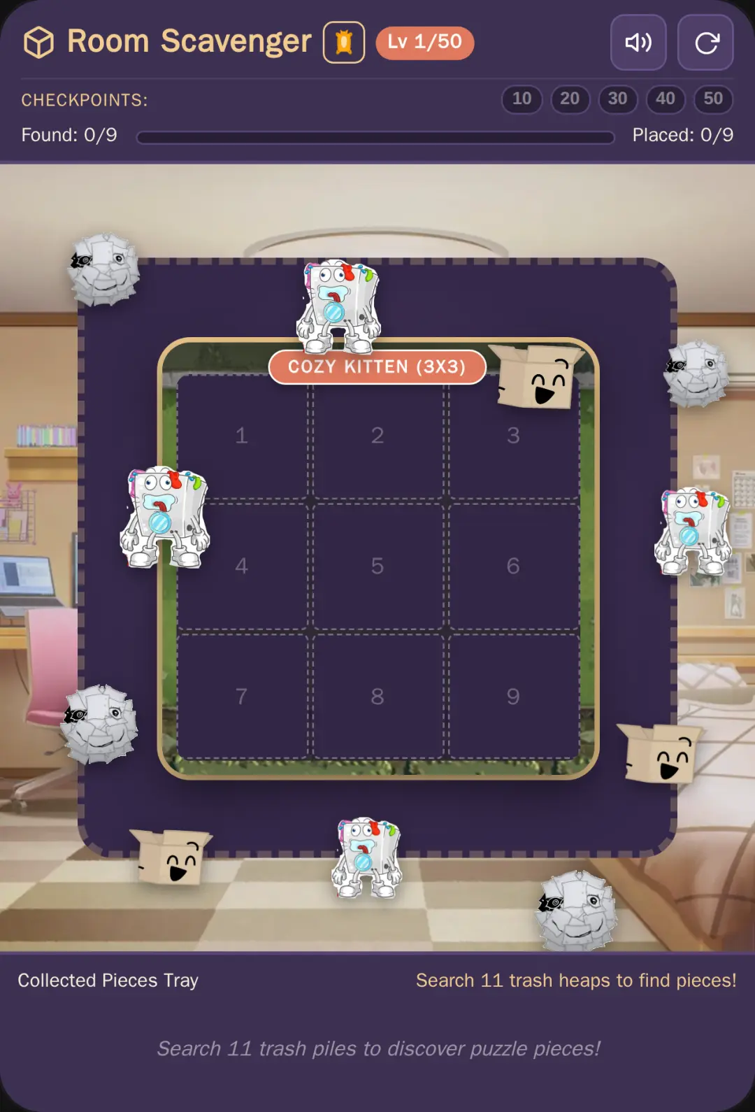 Room Scavenger Puzzle- clean up your dirty ahh room and collect the puzzle cover