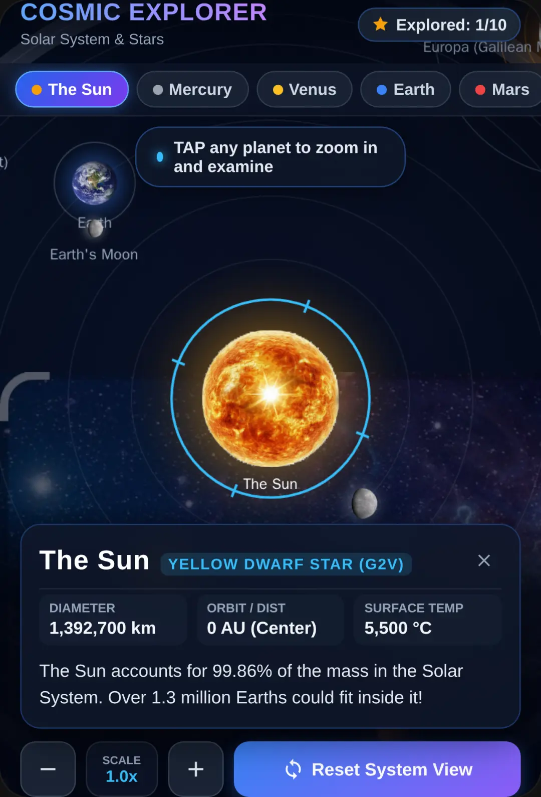 Cosmic Zoom: Solar System & Stars cover