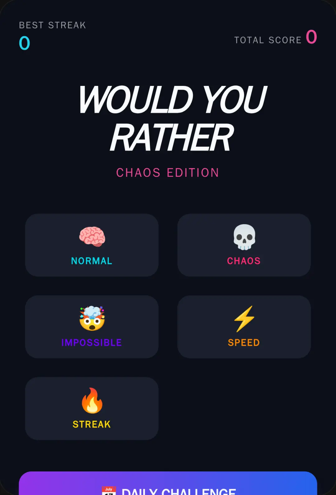 WOULD YOU RATHER: CHAOS EDITION cover