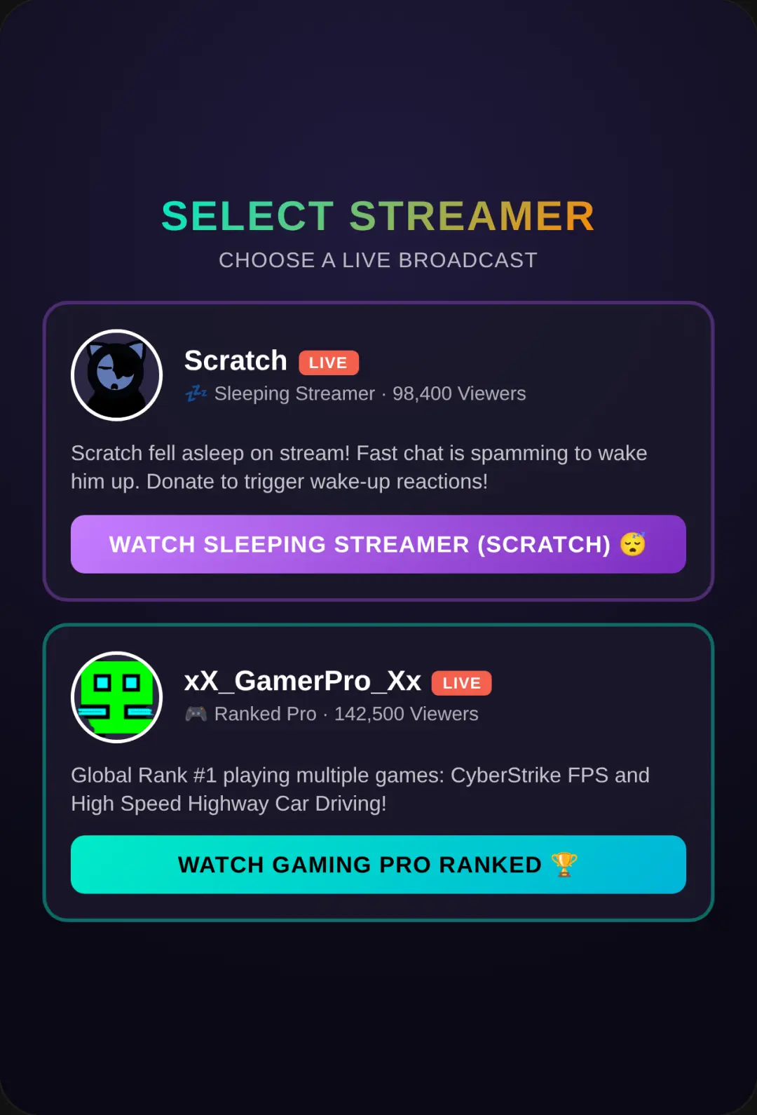 Stream Live - Choose Your Streamer cover