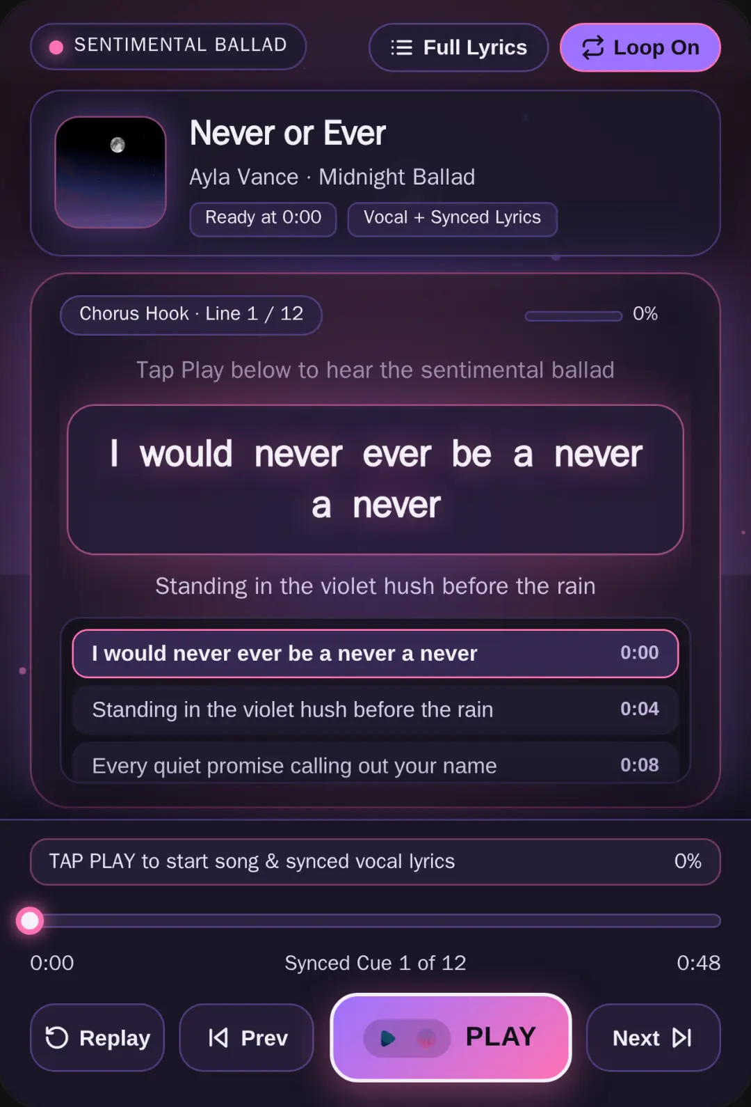 Never or Ever — Sentimental Ballad Player cover