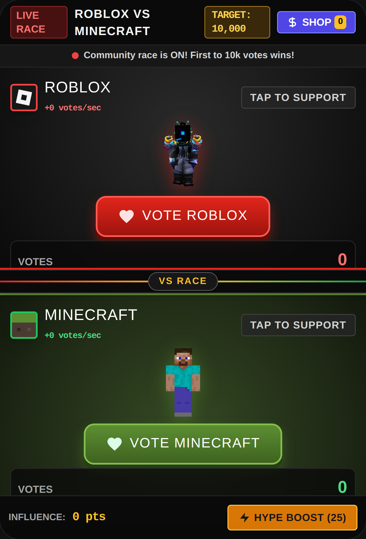 Roblox vs Minecraft 10k vote limit cover