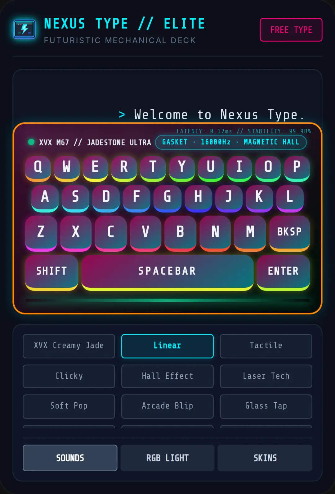 Nexus Type // Futuristic Mechanical Keyboard Simulator cover